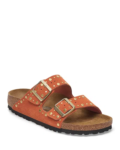 Birkenstock Arizona Rivet Suede Dark Rust Slipper - Size S