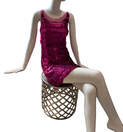 Theia Sleeveless Sequin Dress In Fuchsia
