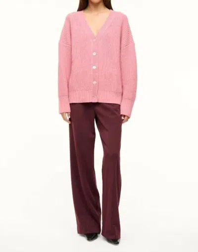 Staud Matilda Chunky Cardigan Sweater In Pink