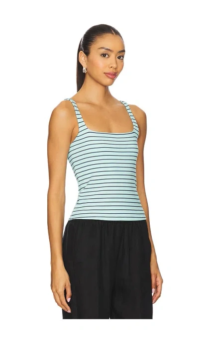 Lna Abby Ribbed Tank In Blue