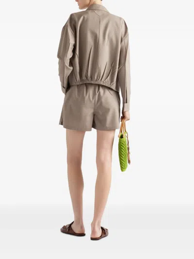 Prada Mouliné Wool Blouson Jacket In Sandbeige