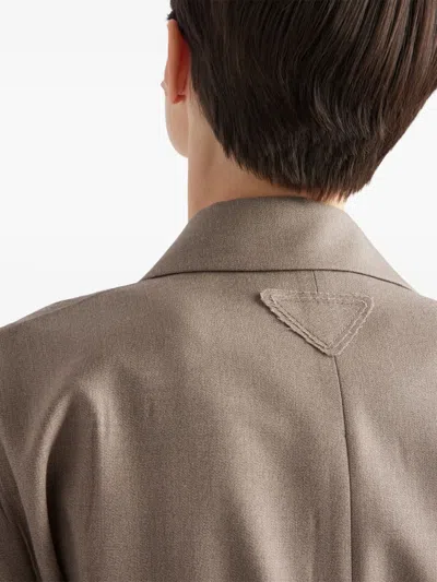 Prada Mouliné Wool Blouson Jacket In Sandbeige