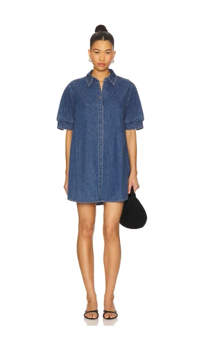 Frame Womens Antonia Play Short-sleeve Denim Midi Dress In Blue