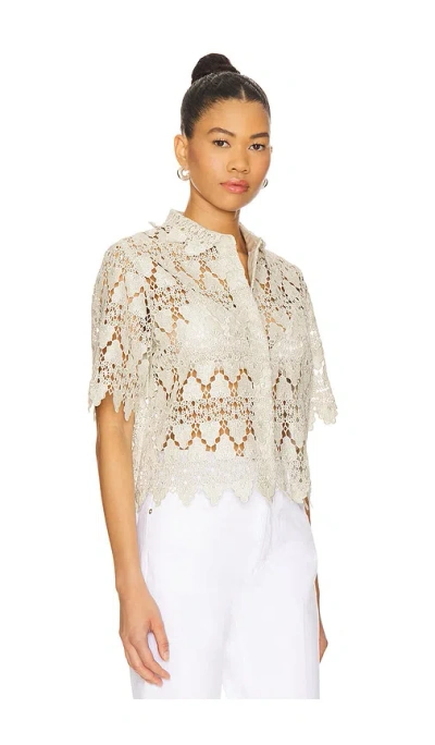 Frame The Lace Button Up Shirt In Soft Mint