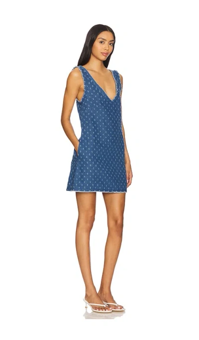 Jbq Emily Distressed Denim Mini Dress In Blue