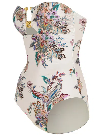 Zimmermann Rhiannon Hardware-detailed Strapless One-piece Swimsuit In White