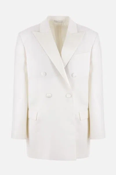 Rev Woman Blazer Ivory Size 4 Virgin Wool, Viscose In Beige