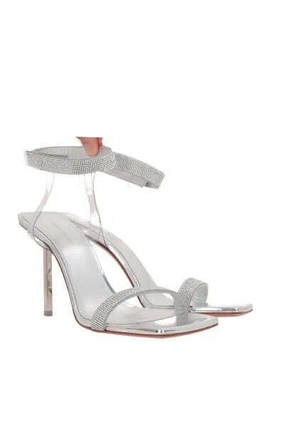 Amina Muaddi Rih 110mm Crystal-embellished Sandals In Silber