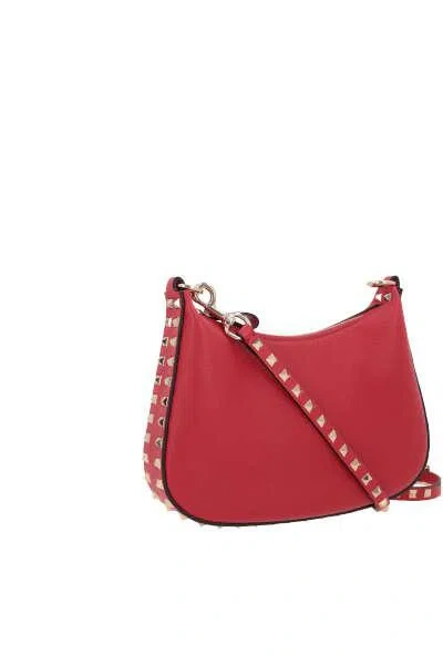 Valentino Garavani Small Rockstud Leather Shoulder Bag In Red