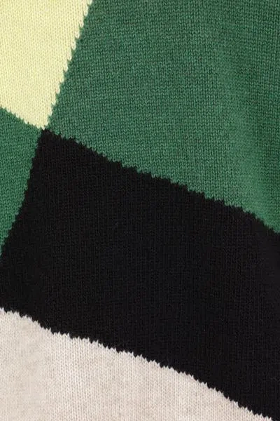 Plan C Argyle Pattern Knit Cardigan With V Neck