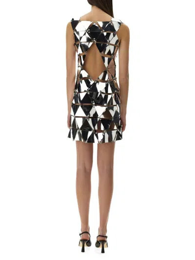 Rabanne Geometric Short Dress With Reflective Panels And Open Back