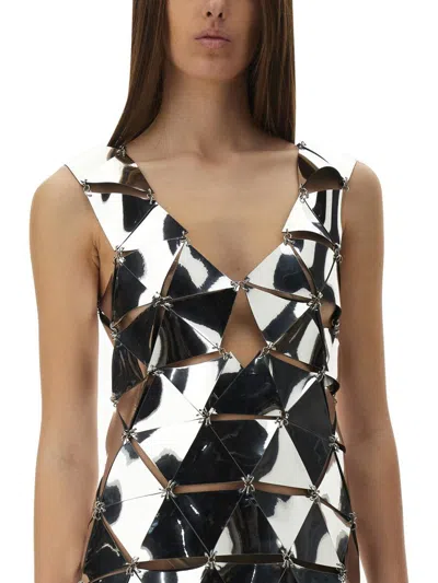 Rabanne Geometric Short Dress With Reflective Panels And Open Back