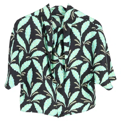 Diane Von Furstenberg Leaf Print Top In Multicolor Viscose
