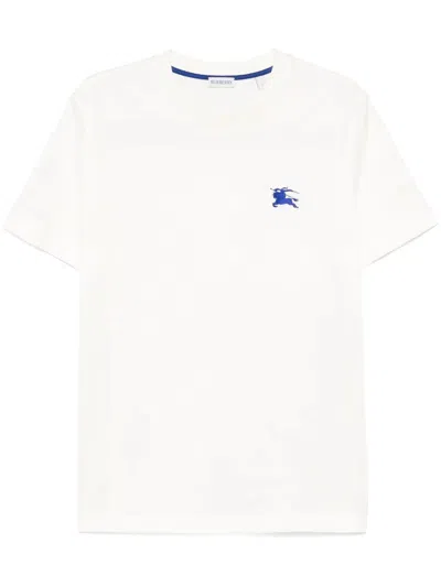 Burberry Mens Salt Ekd-embroidered Short-sleeve Cotton-jersey T-shirt