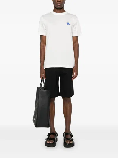 Burberry Mens Salt Ekd-embroidered Short-sleeve Cotton-jersey T-shirt