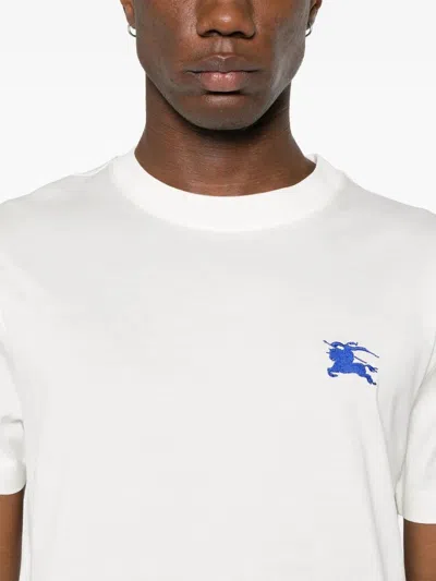 Burberry Mens Salt Ekd-embroidered Short-sleeve Cotton-jersey T-shirt