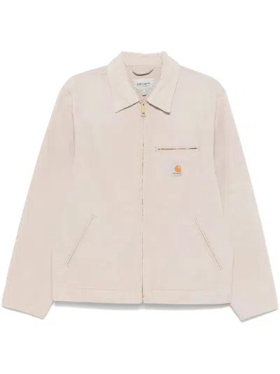 Carhartt Canvas Jacket Zip Pockets In Neutral