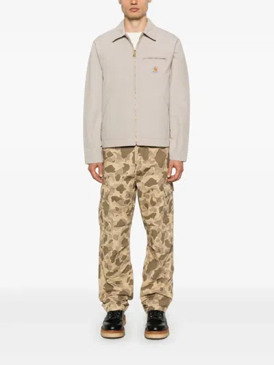 Carhartt Canvas Jacket Zip Pockets In Neutral