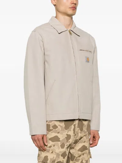 Carhartt Canvas Jacket Zip Pockets In Neutral