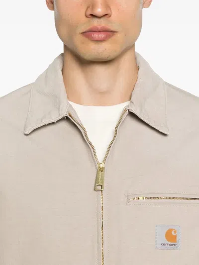 Carhartt Canvas Jacket Zip Pockets In Neutral
