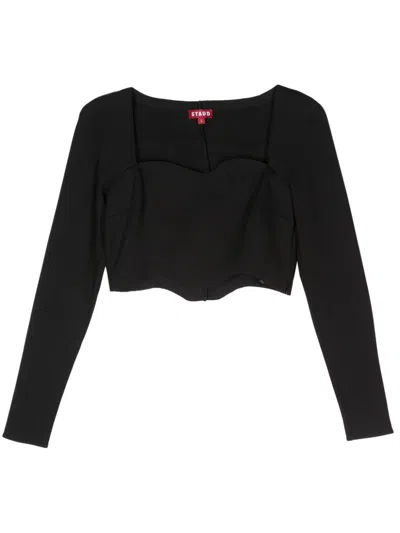 Staud Logo Jersey Crop Top With Dart Detailing