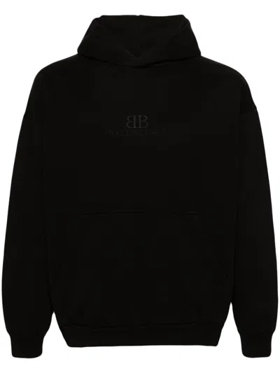 Balenciaga Men's Bb Embroidery Large Fit Hoodie In Black