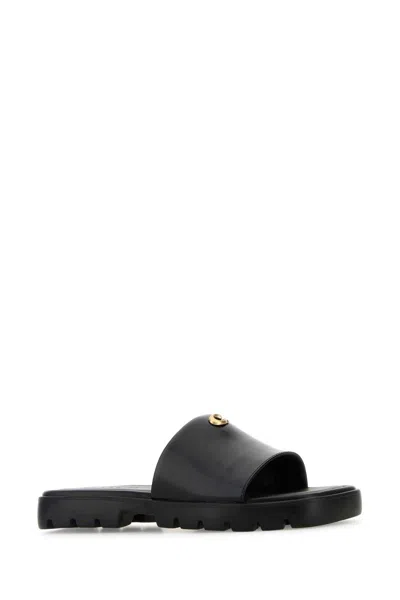 Coach Black Leather Florence Slippers
