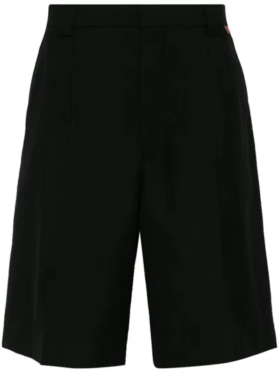 Gucci Black Bermuda Shorts With Web Detail In Wool Man