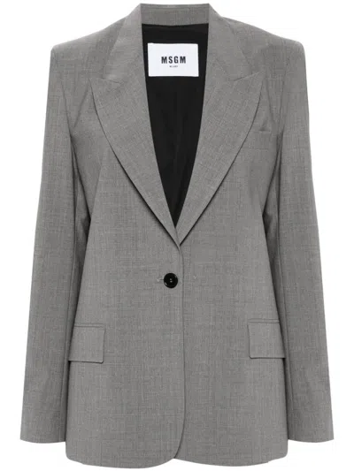 Msgm Tailored Buttoned Jacket With Peak Lapels