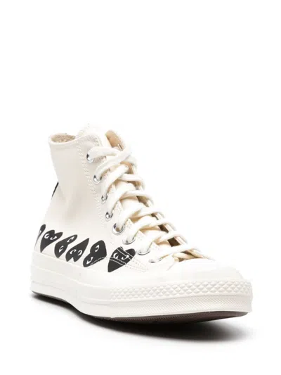 Comme Des Garçons Play Ivory Canvas Comme Des Garã§ons X Converse Sneakers