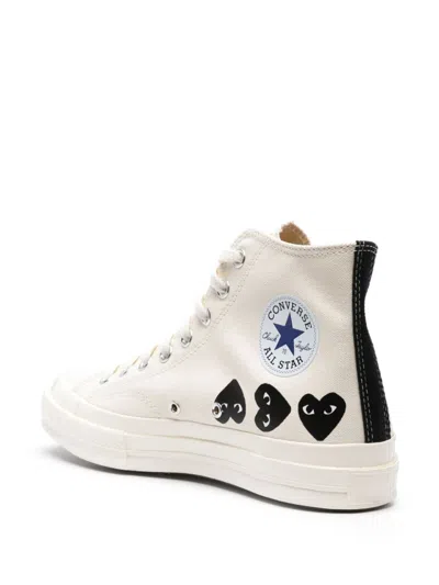 Comme Des Garçons Play Ivory Canvas Comme Des Garã§ons X Converse Sneakers