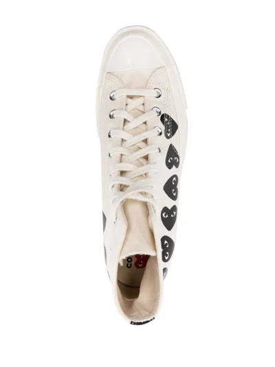 Comme Des Garçons Play Ivory Canvas Comme Des Garã§ons X Converse Sneakers