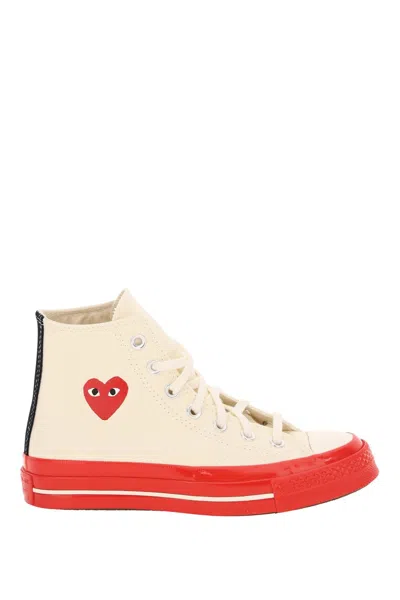Comme Des Garçons Play Ivory Canvas Comme Des Garã§ons X Converse Sneakers