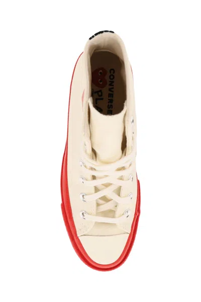 Comme Des Garçons Play Ivory Canvas Comme Des Garã§ons X Converse Sneakers