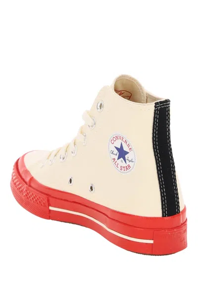 Comme Des Garçons Play Ivory Canvas Comme Des Garã§ons X Converse Sneakers