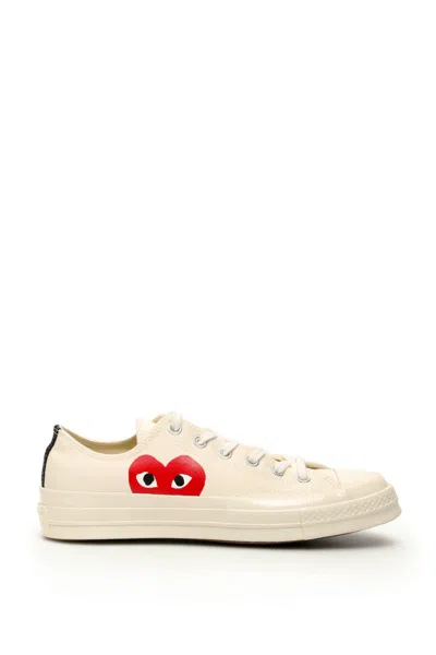 Comme Des Garçons Play Ivory Canvas Comme Des Garã§ons X Converse Sneakers