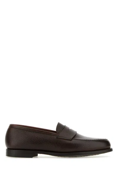 Crockett & Jones Dark Brown Leather Boston Loafers
