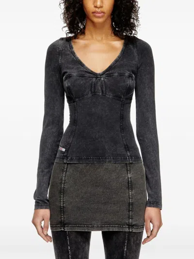Diesel Long-sleeve Top With Denim Effect