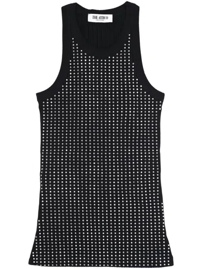 Attico Fitted Midi Dress With Shimmering Embellishments