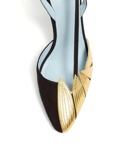 Valentino Foliefoliage 90 Suede Slingback Pumps