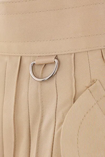 Sacai Beige Cotton Gabardine Midi Skirt
