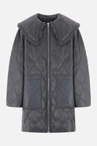 Ganni Womens Black Sand Shiny Quilted Recycled-nylon Jacket