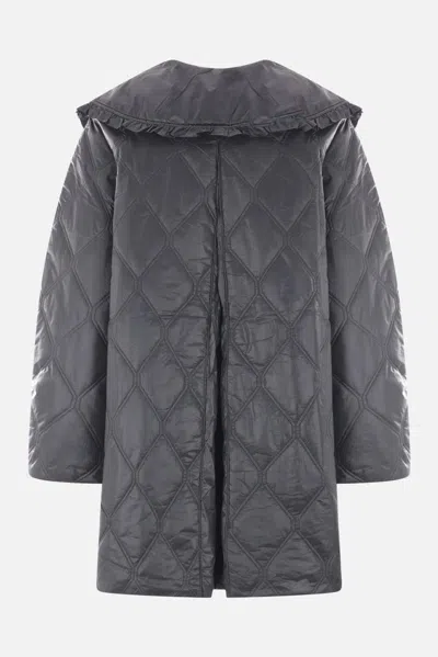 Ganni Womens Black Sand Shiny Quilted Recycled-nylon Jacket