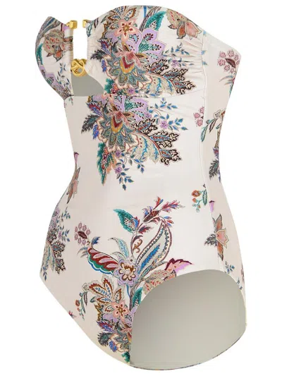 Zimmermann Rhiannon Hardware-detailed Strapless One-piece Swimsuit In White