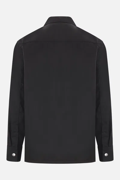 Jil Sander Black Zip-up Shirt With Contrasting Stitching In Tech Fabric Man In Black