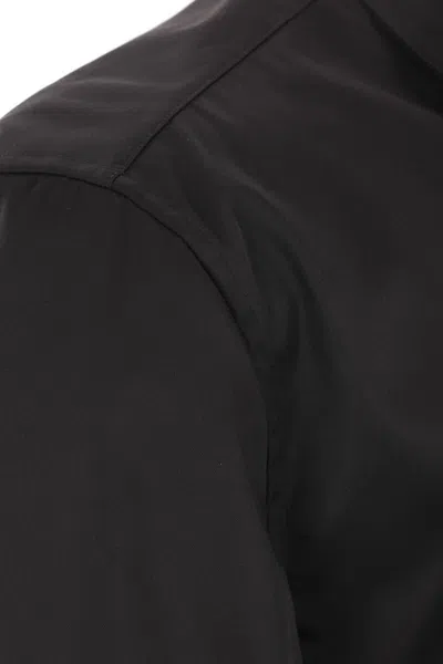 Jil Sander Black Zip-up Shirt With Contrasting Stitching In Tech Fabric Man In Black