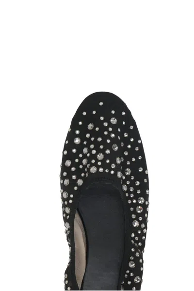 Tory Burch Black Ballet Flats With All-over Crystals Application In Tech Fabric Woman