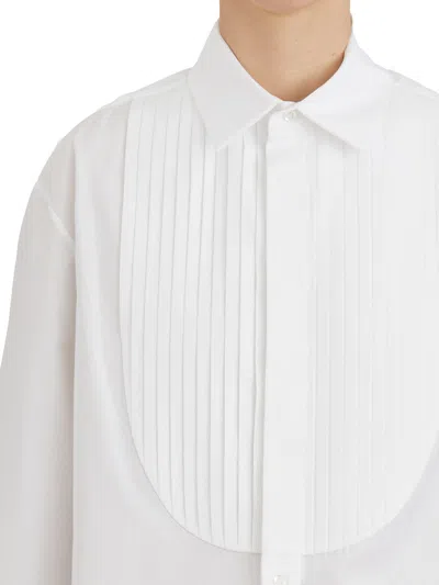 Dsquared2 Embroidered Collar Pleated Front Shirt In White