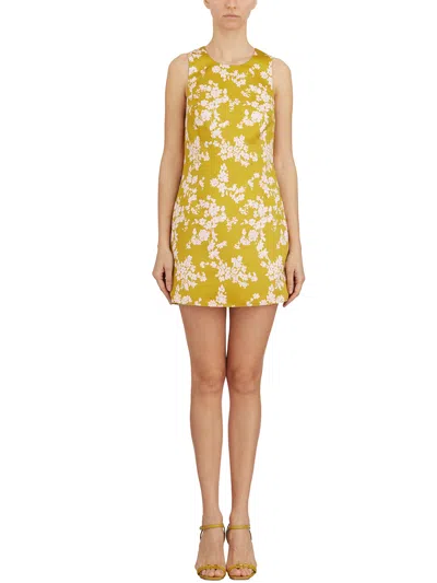 Elisabetta Franchi Floral Satin Dress With Tulle Back And Side Zipper