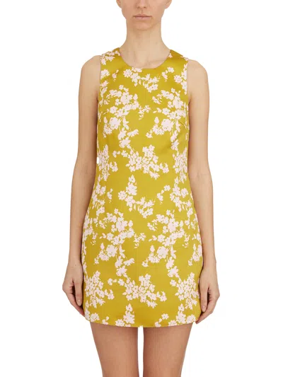 Elisabetta Franchi Floral Satin Dress With Tulle Back And Side Zipper